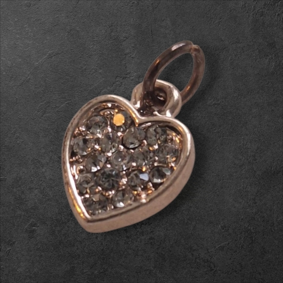 Rose Gold Heart Charm with Sparkling Stones - Picture 1 of 5